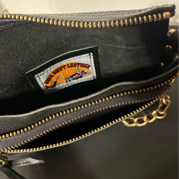 Hell Bent Leather custom bag 3 way purse brass biker zipper pockets belt cross - Picture 4 of 8